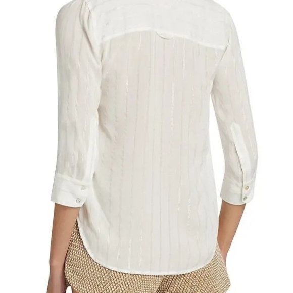 L'AGENCE Camille Metallic‎ Steipe Button-Up Blouse - Picture 2 of 12